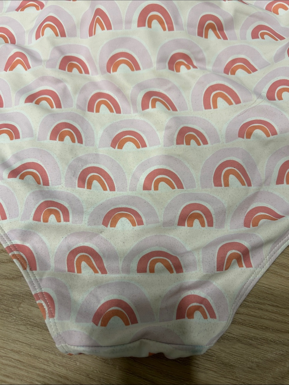 High-Waist Rainbow Print Bikini Bottoms - Pink & Peach - Picture 2 of 4